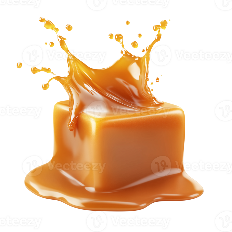 Sweet Caramel Toffee with Liquid Burst on transparent png