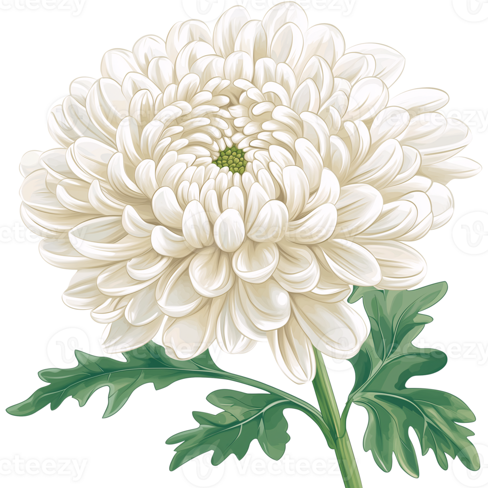 Elegant White Chrysanthemum Flower Illustration Botanical Design Element png
