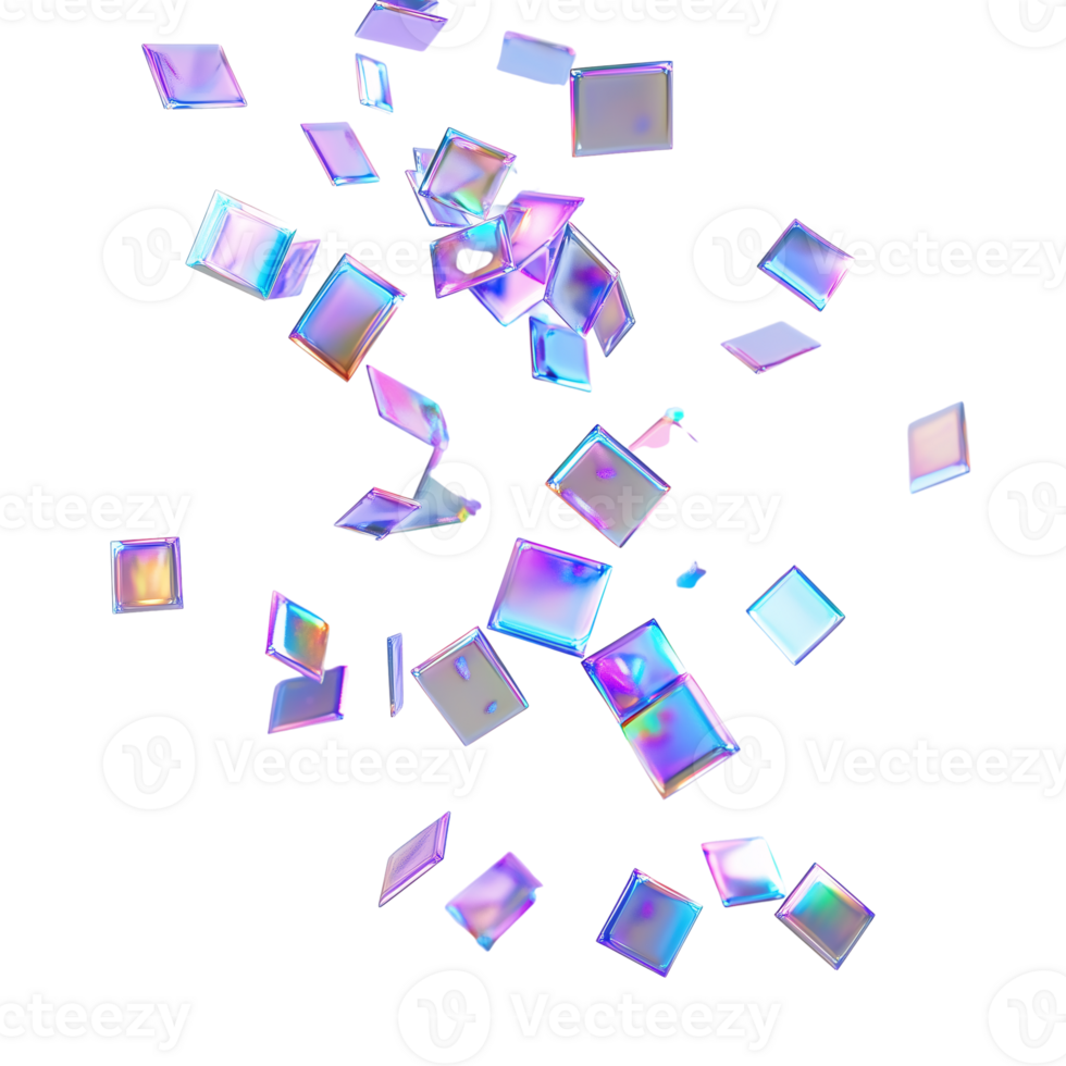 Floating Metallic 3D Squares Isolated on transparent background png