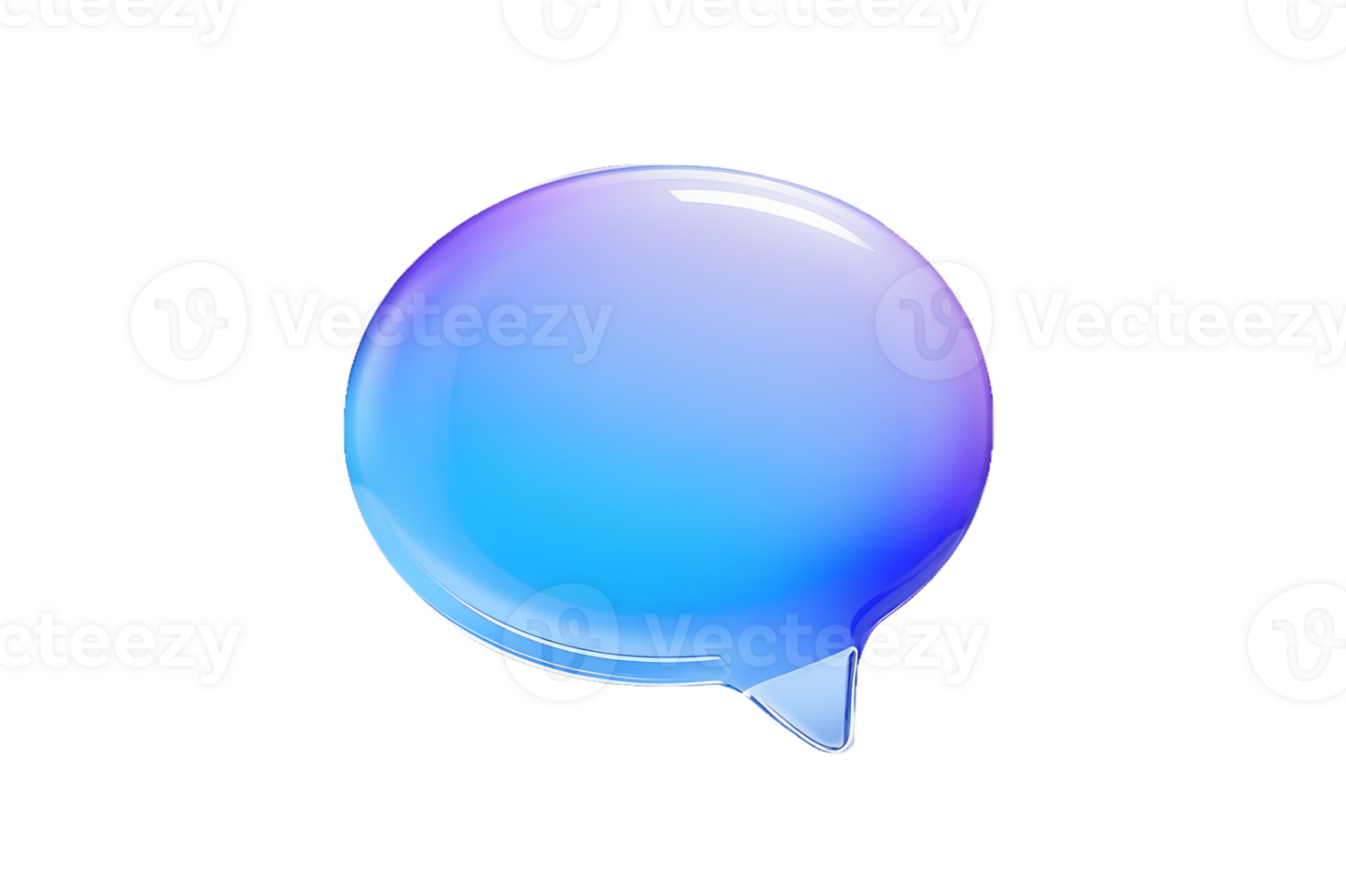 Glossy 3D Holographic Speech Bubble Icon Graphic Vibrant Gradient Color, Transparent Glass Blue Color Message Icon png