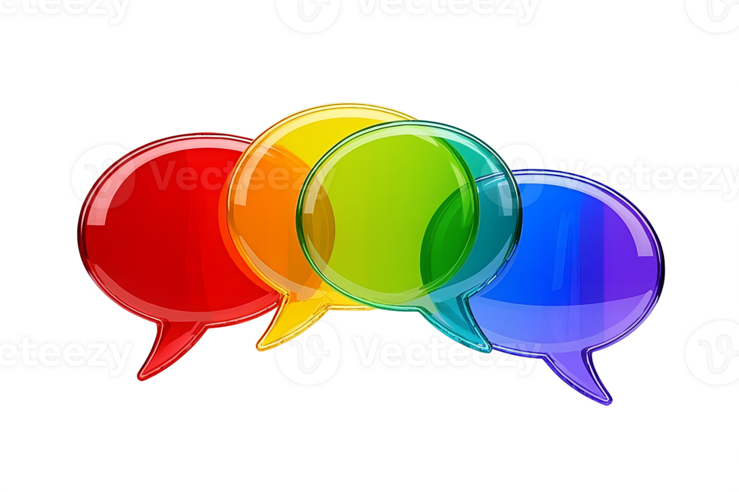 Glossy 3D Holographic Speech Bubble Icon Graphic Vibrant Gradient Color, Transparent Glass Message Icon Rainbow Color png