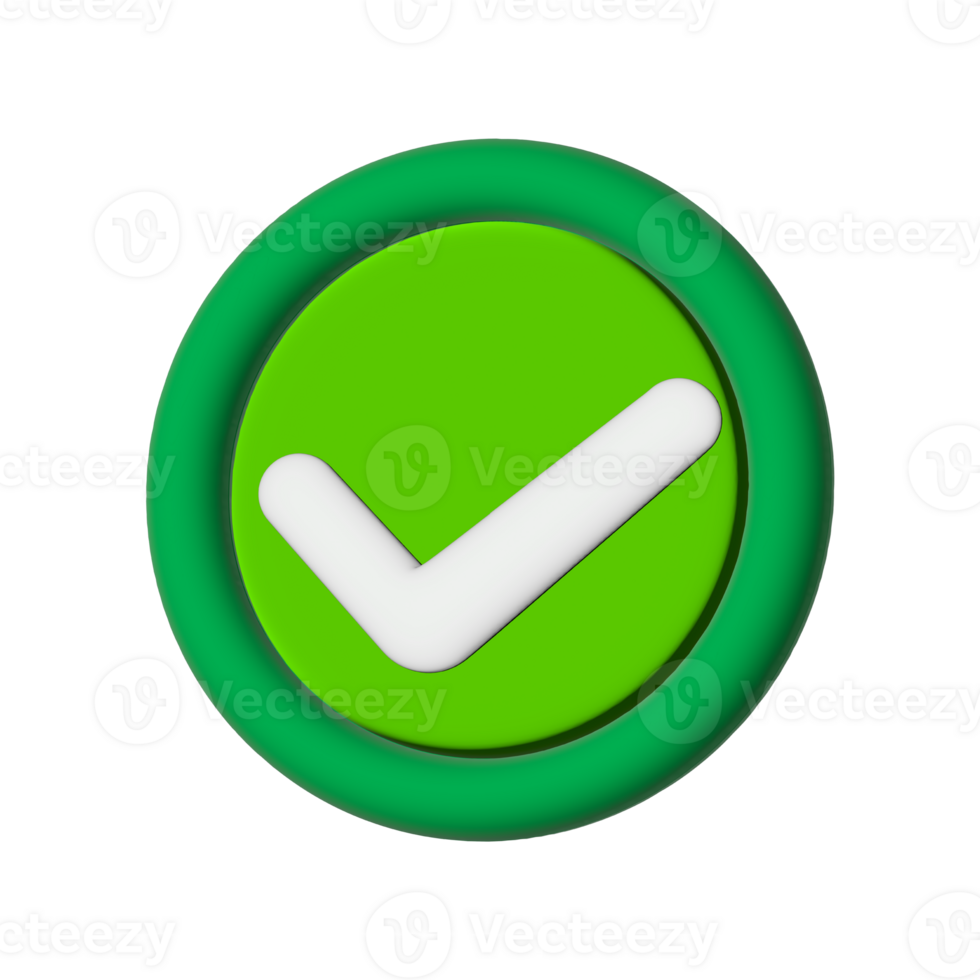 Checkmark tick 3d icon Symbol for Approval, Success, Right and Positive Indication on transparent background. png