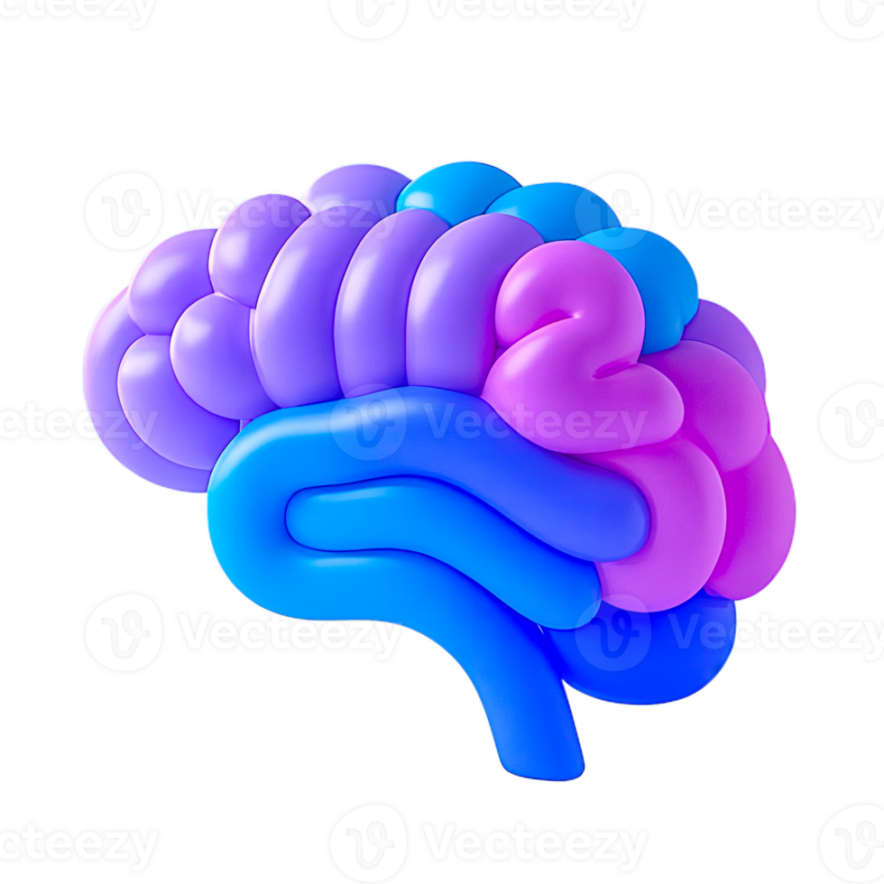Brain Icon 3d Rendering Gradient Color Glass Effect Icon Modern Artistic Transparent Background png
