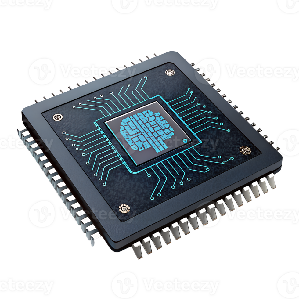 Close-Up Chip processor Microchip AI Technology, Advanced Microprocessor With Digital Circuits png