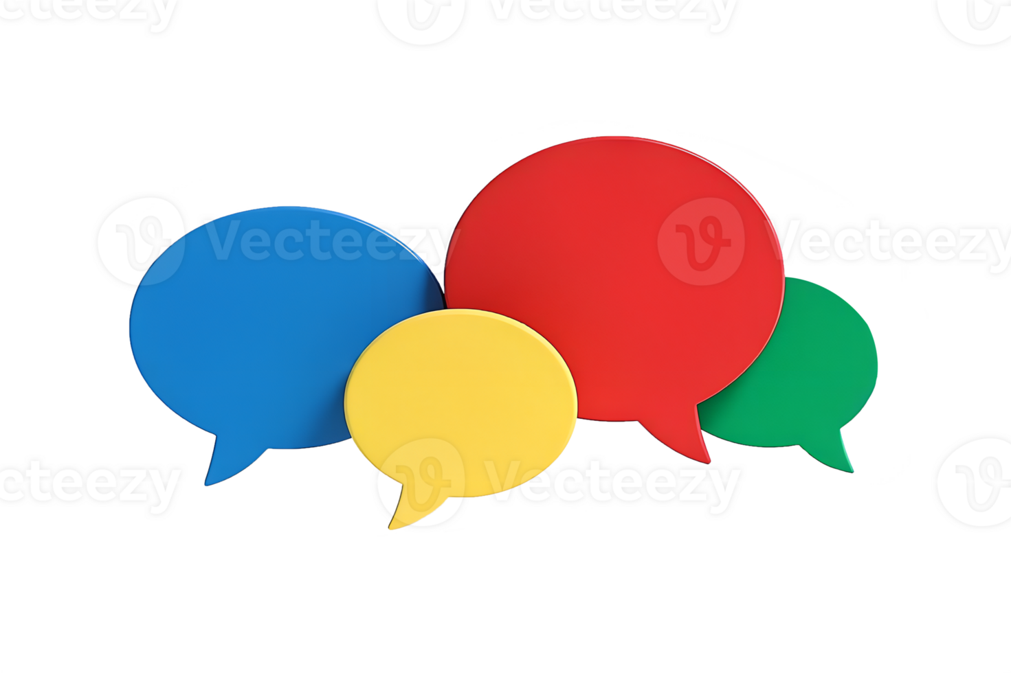 Colorful Speech Bubbles Message Icon glossy 3D render, Representing Communication and Dialogue isolated on white background png
