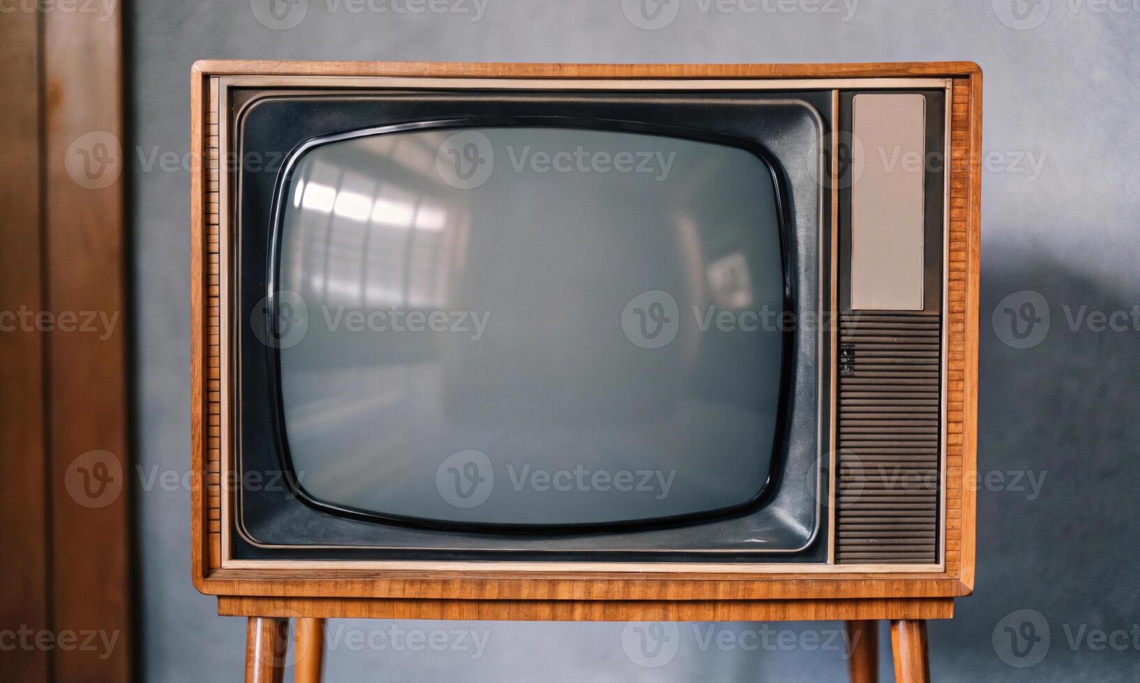 Sun glare on a retro TV in a minimalist void photo