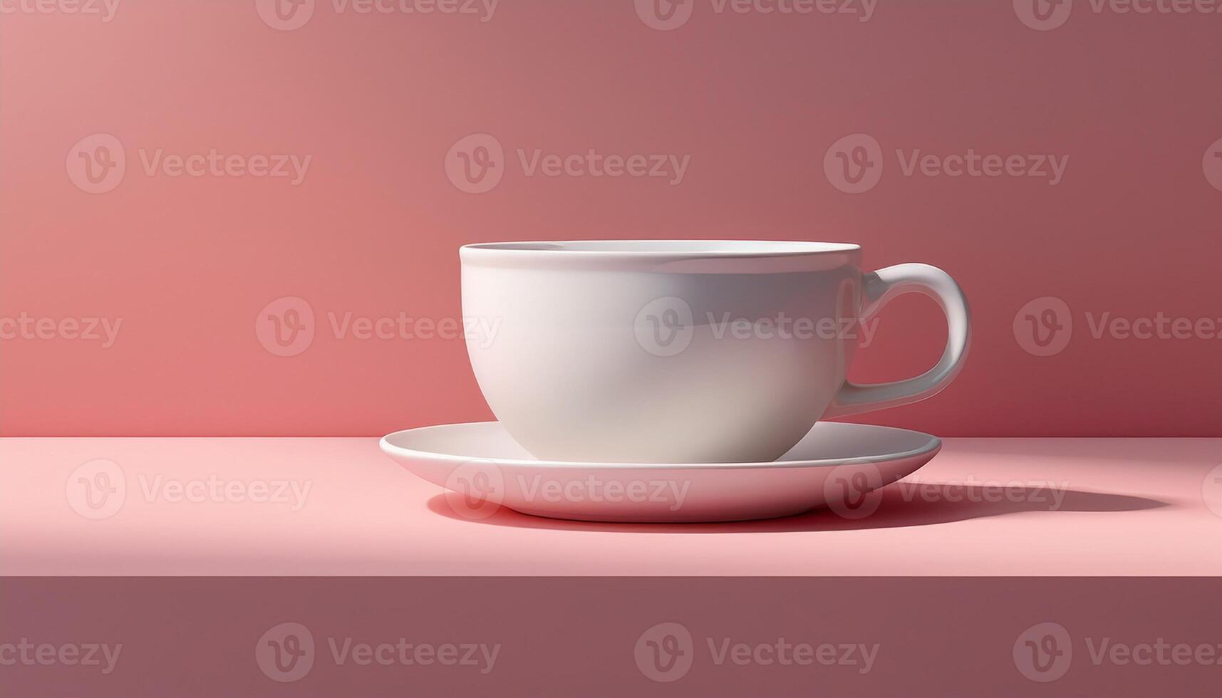 Generated image.3D rendered white coffee cup isolated on soft pink background with smooth lighting photo