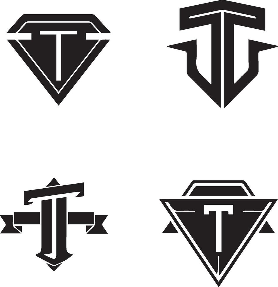 Set of Bold Letter T Monogram Logos vector