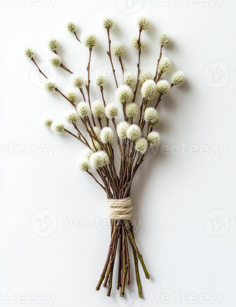 Rustic bouquet bound with jute string photo