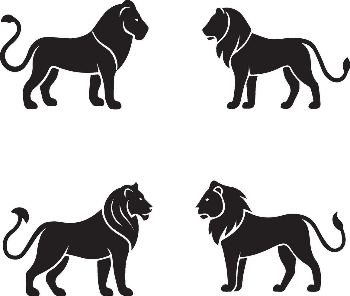 Lion silhouettes set vector