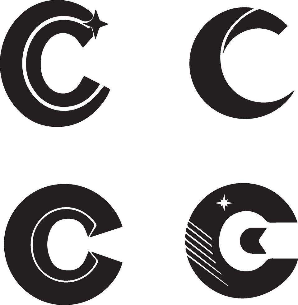 Set of Bold Letter C Monogram Logos vector