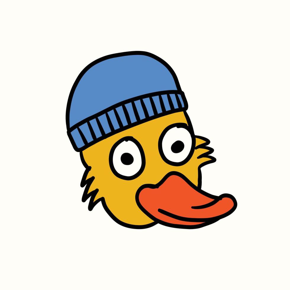 hand drawn cute duck cartoon illustration vector