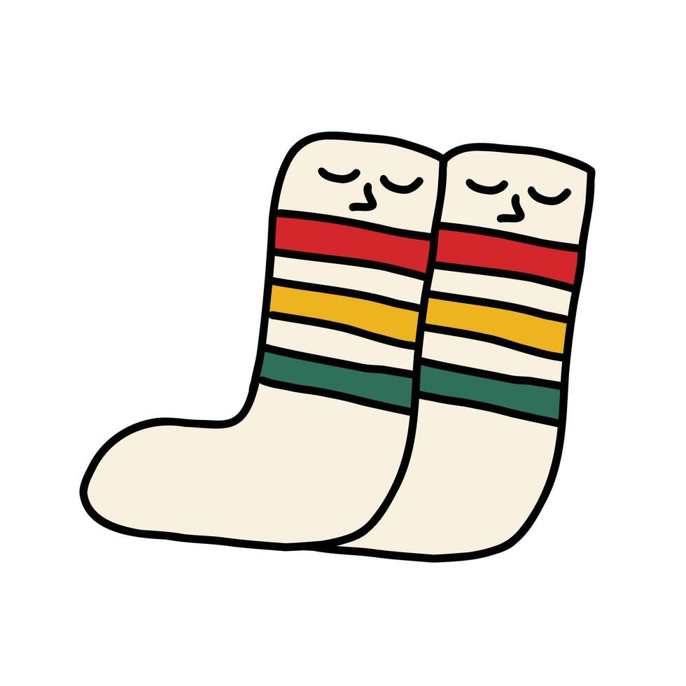 hand drawn cute sock y2k cartoon illustration vector