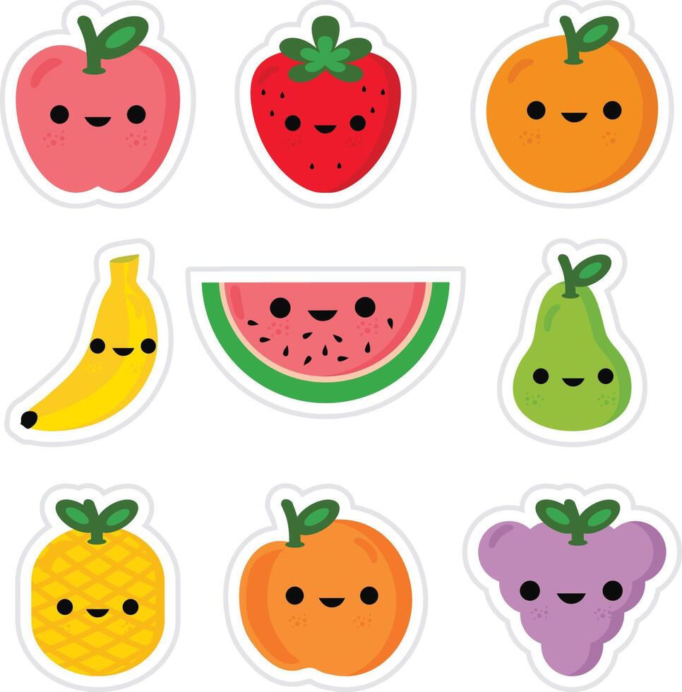Smiling Fruit Characters with Happy Faces vector