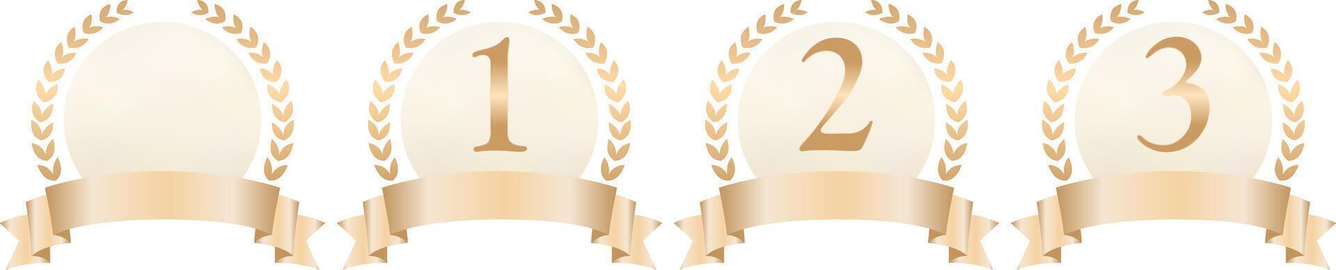Award Badges with Laurel Leaves and Ribbon Banner vector