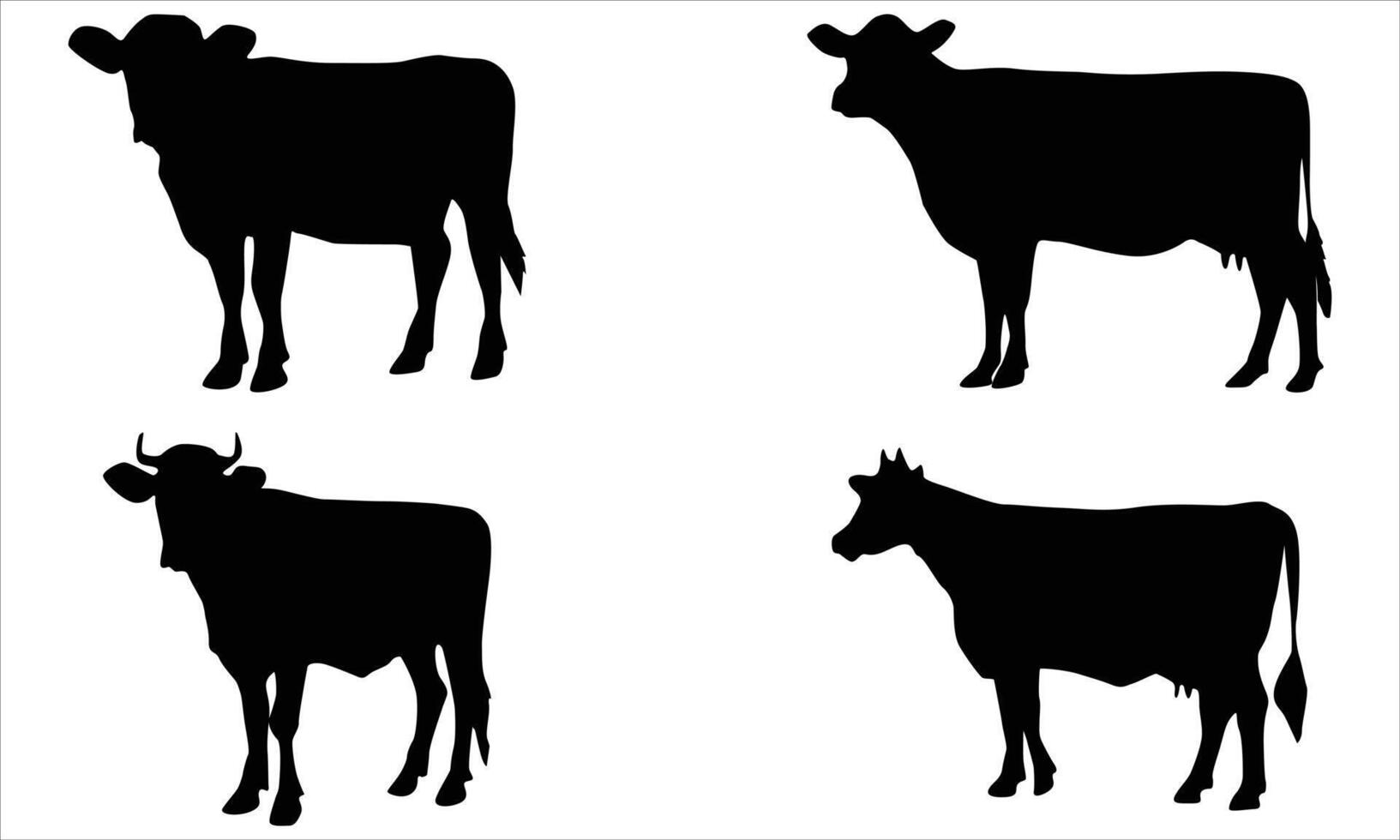 cow silhouettes collection vector