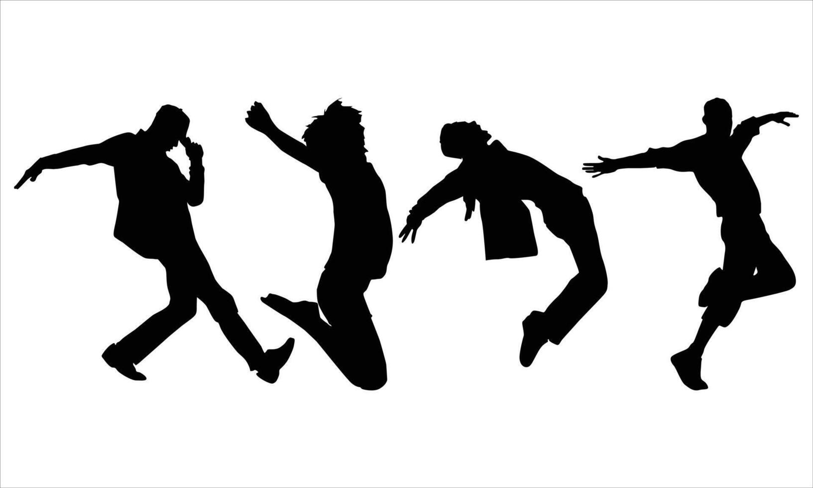 silhouettes set of dancing male and female on a white background vector