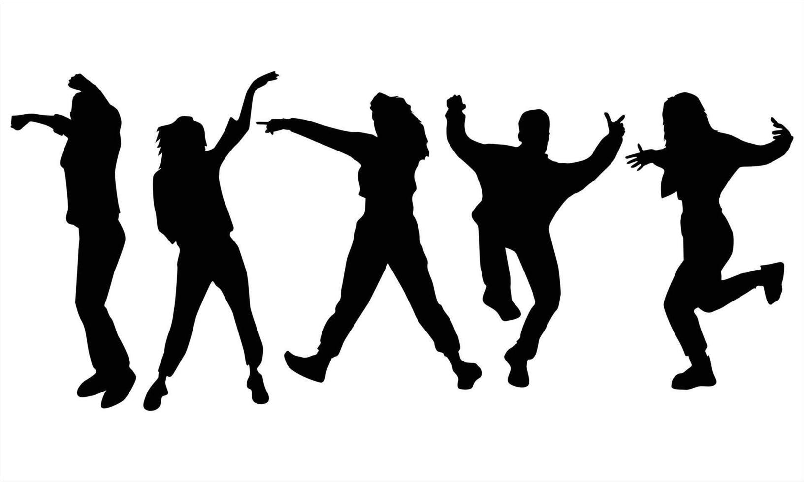 male and female dancing silhouettes set vector