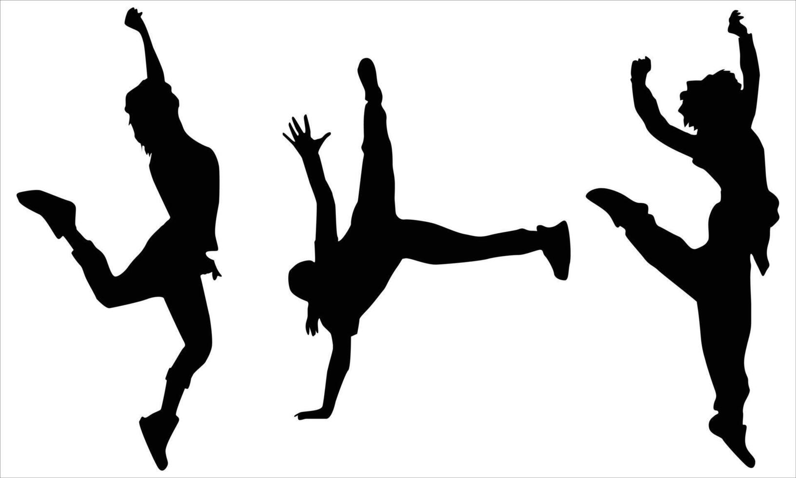 silhouettes set of dancing girls vector