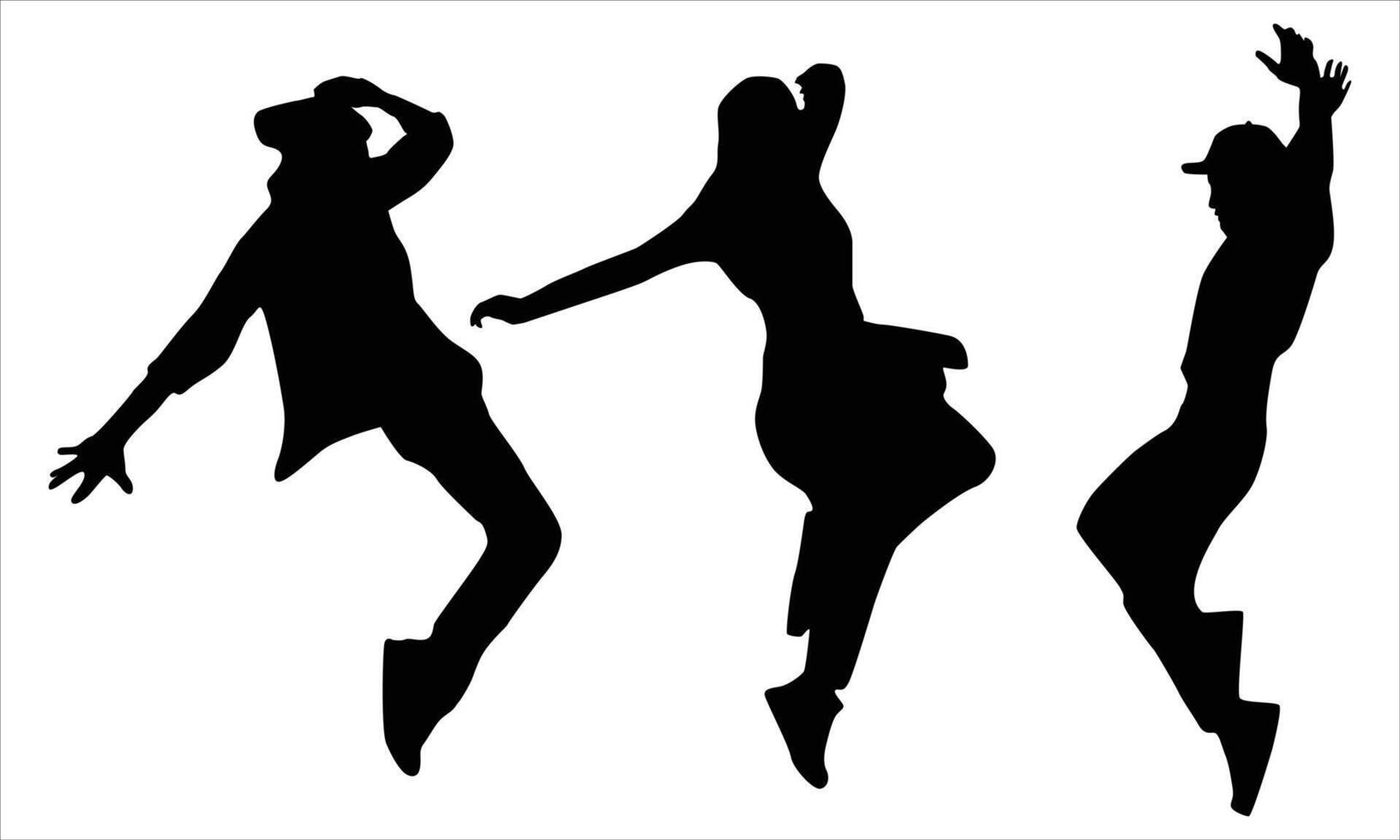 men and women dancing silhouette set vector