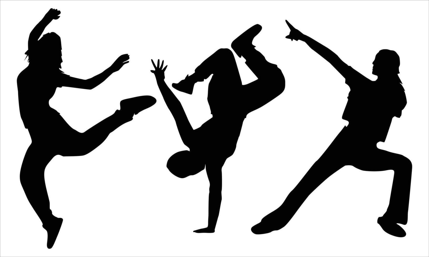 Dancing people silhouettes on white background vector