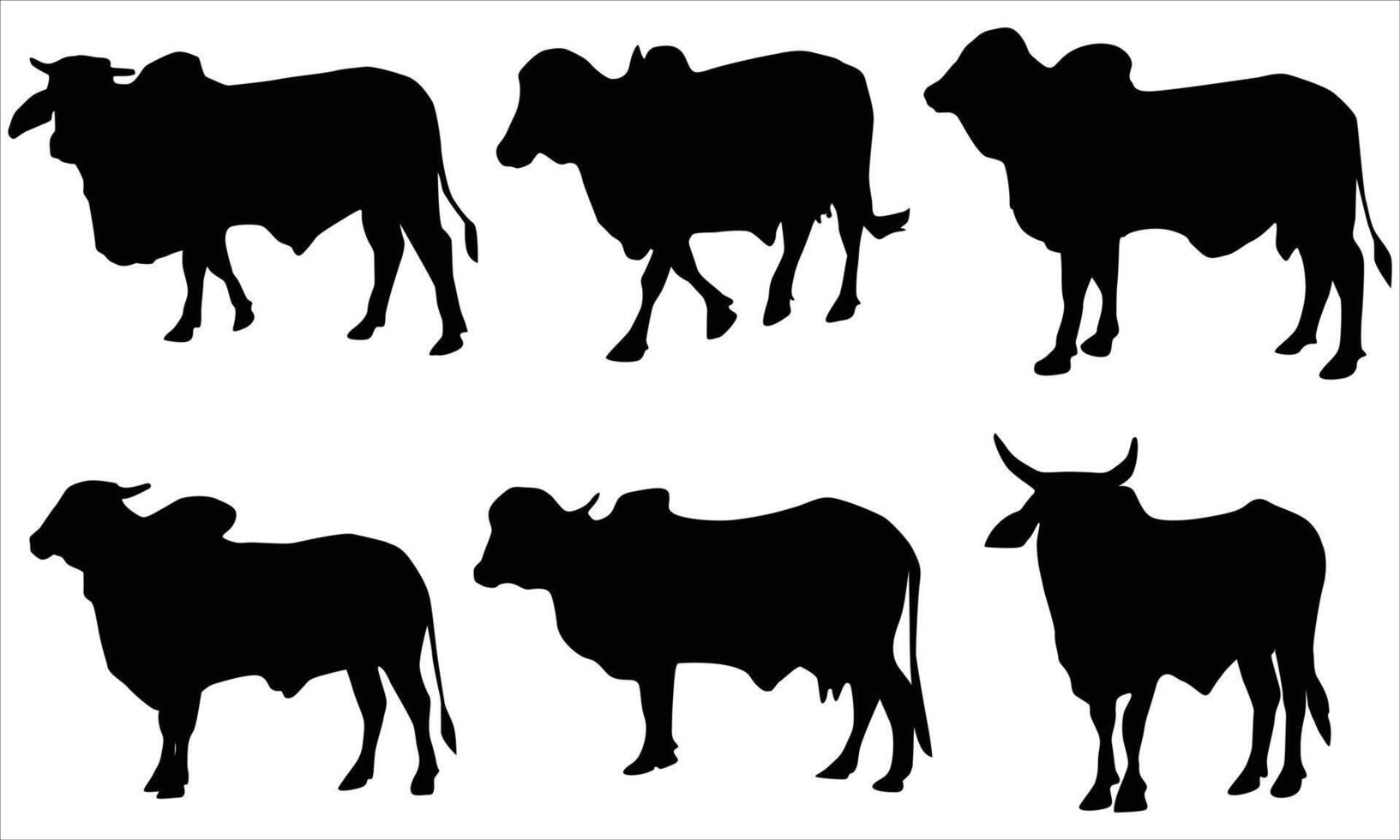 cow black silhouettes set vector