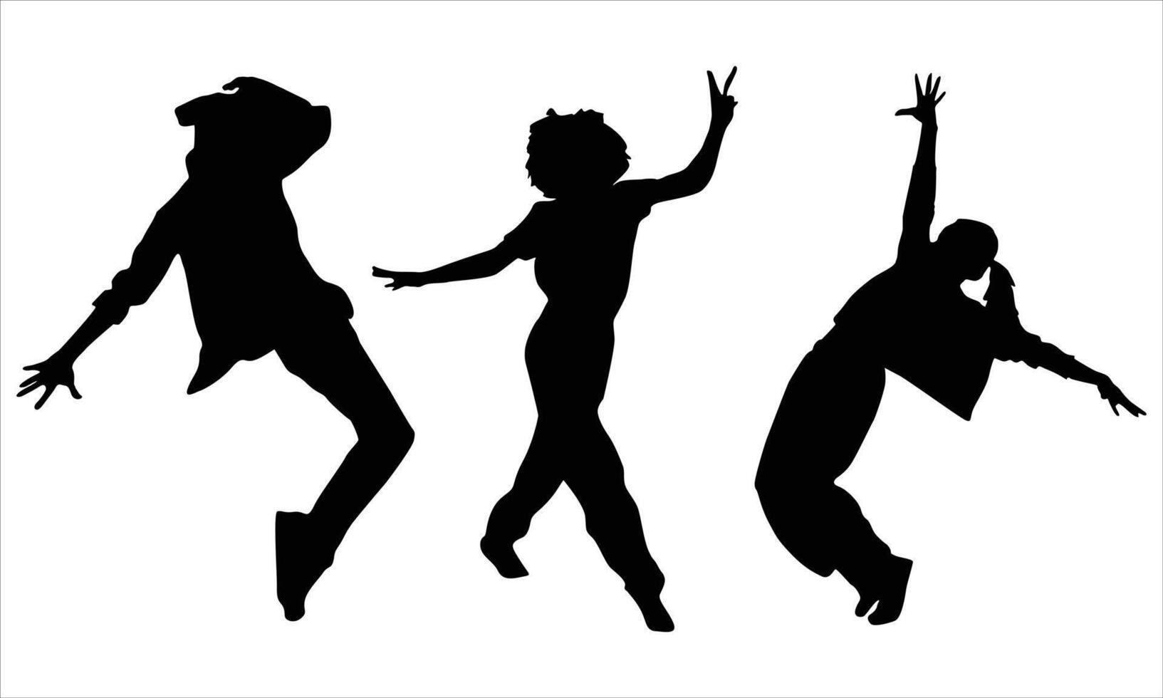 dancing male and female black silhouettes vector