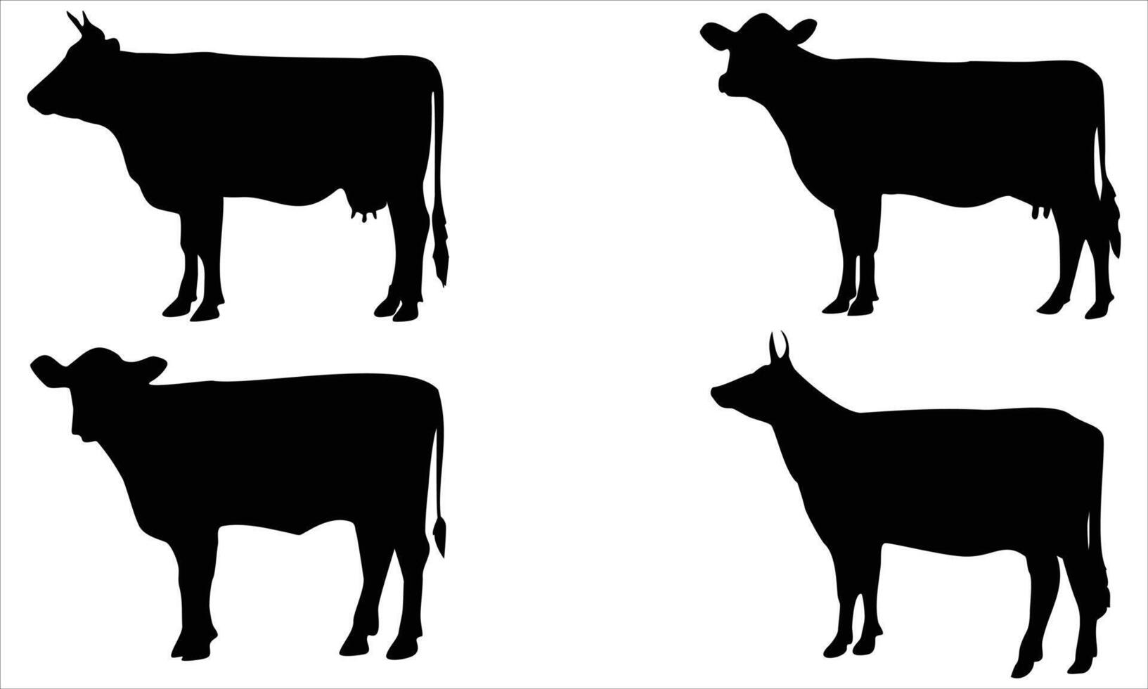 Cow illustration bundle isolated on white background vector