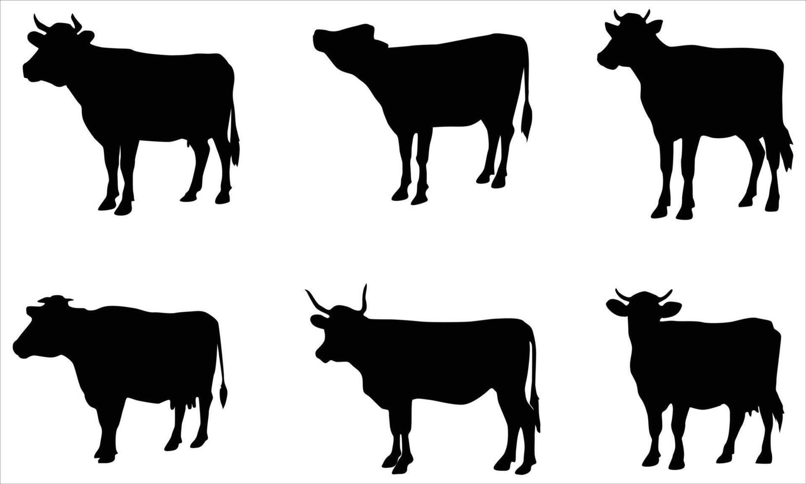 cow silhouette collection vector