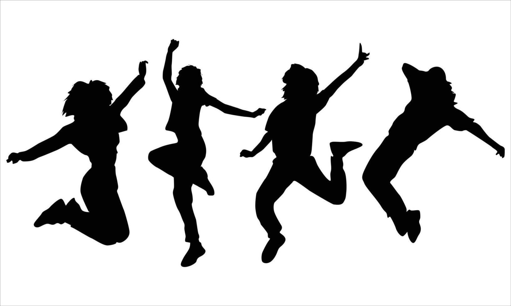 Girl dancing silhouettes set vector