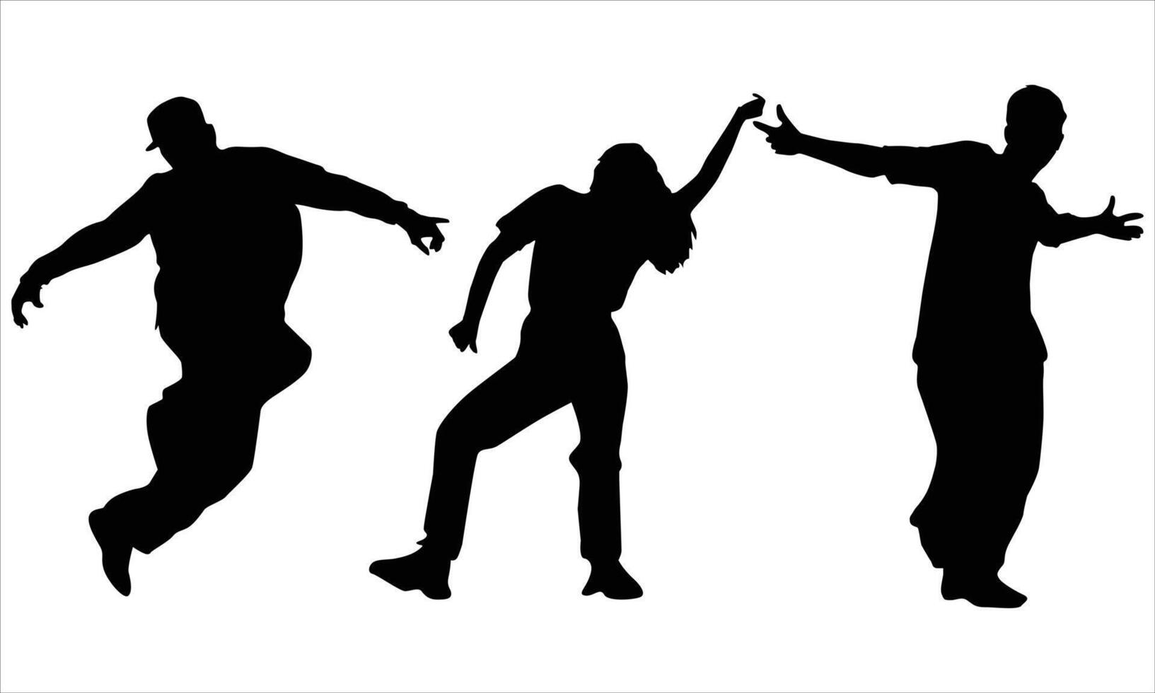 silhouettes set of dancing male and female vector