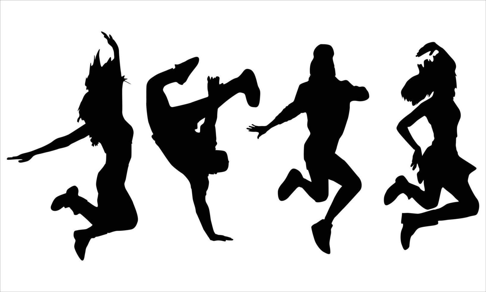 male and female dancing silhouettes set on white background vector
