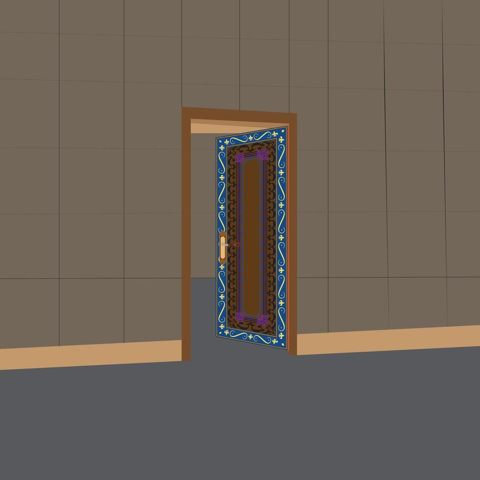 Open digital door design vector