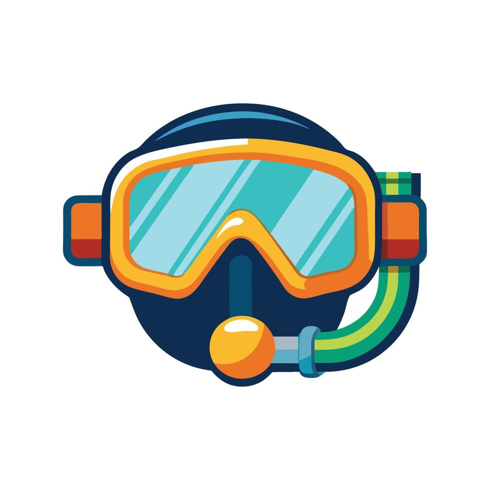 Diving goggles with blue frame for underwater swimming and snorkeling vector