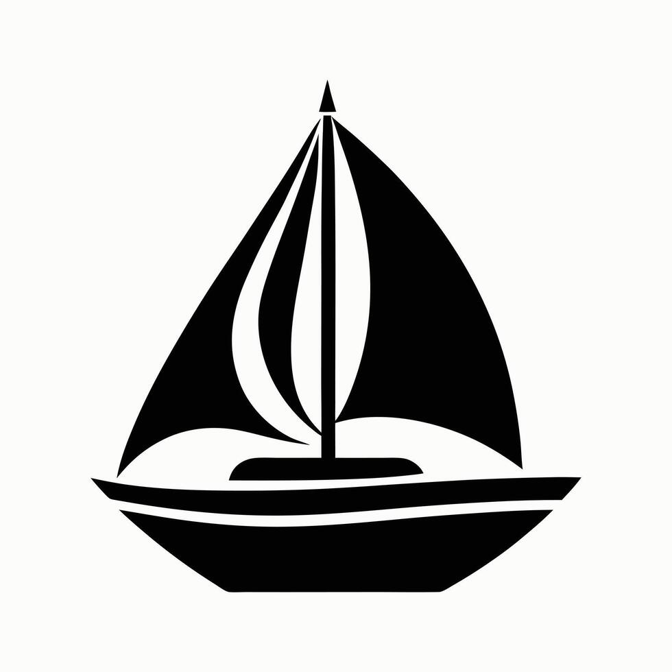 Stylized sailing boat icon in minimal silhouette design vector