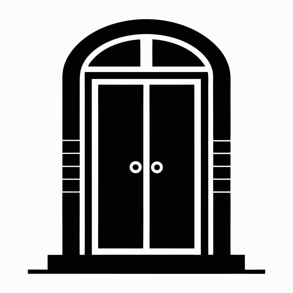 Double door icon with central handle in classic design vector