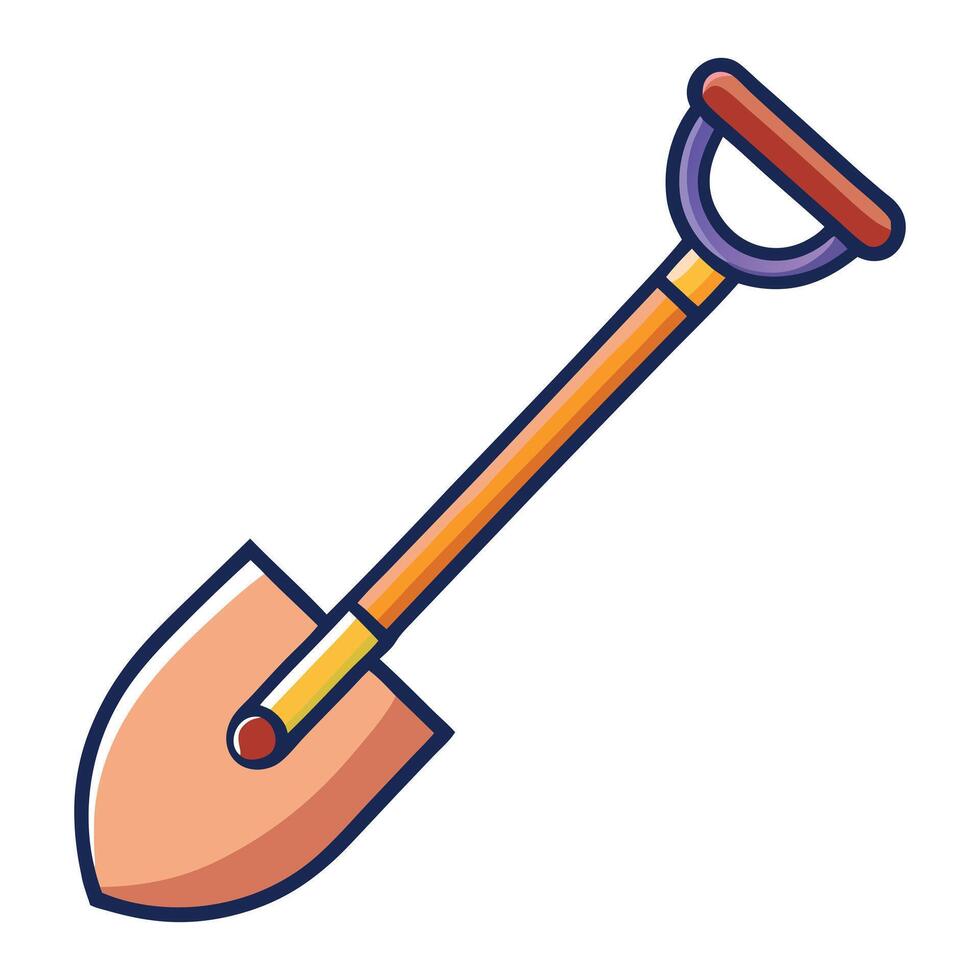 Metal garden shovel tool with wooden handle for digging and planting vector