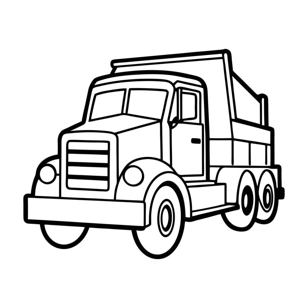 Outlined semi-truck illustration for transportation and vehicle themes vector