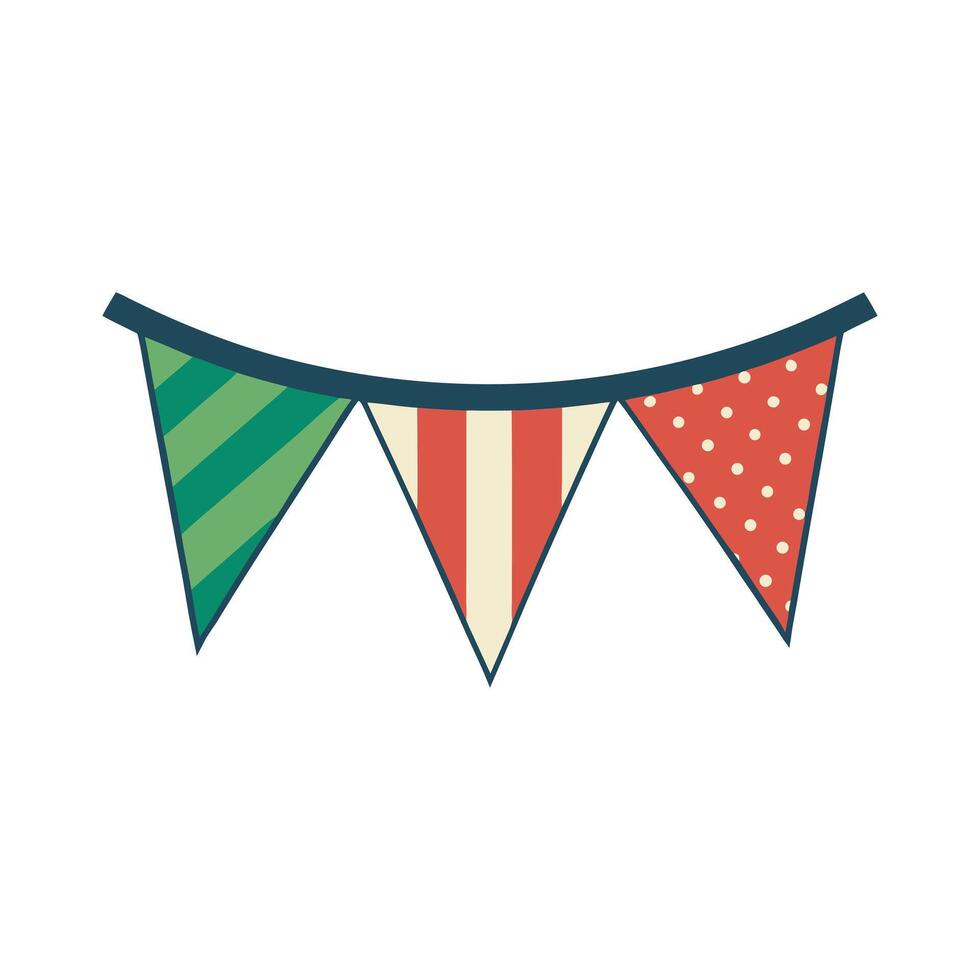 Tri-color bunting flag string illustration for parties and decor vector