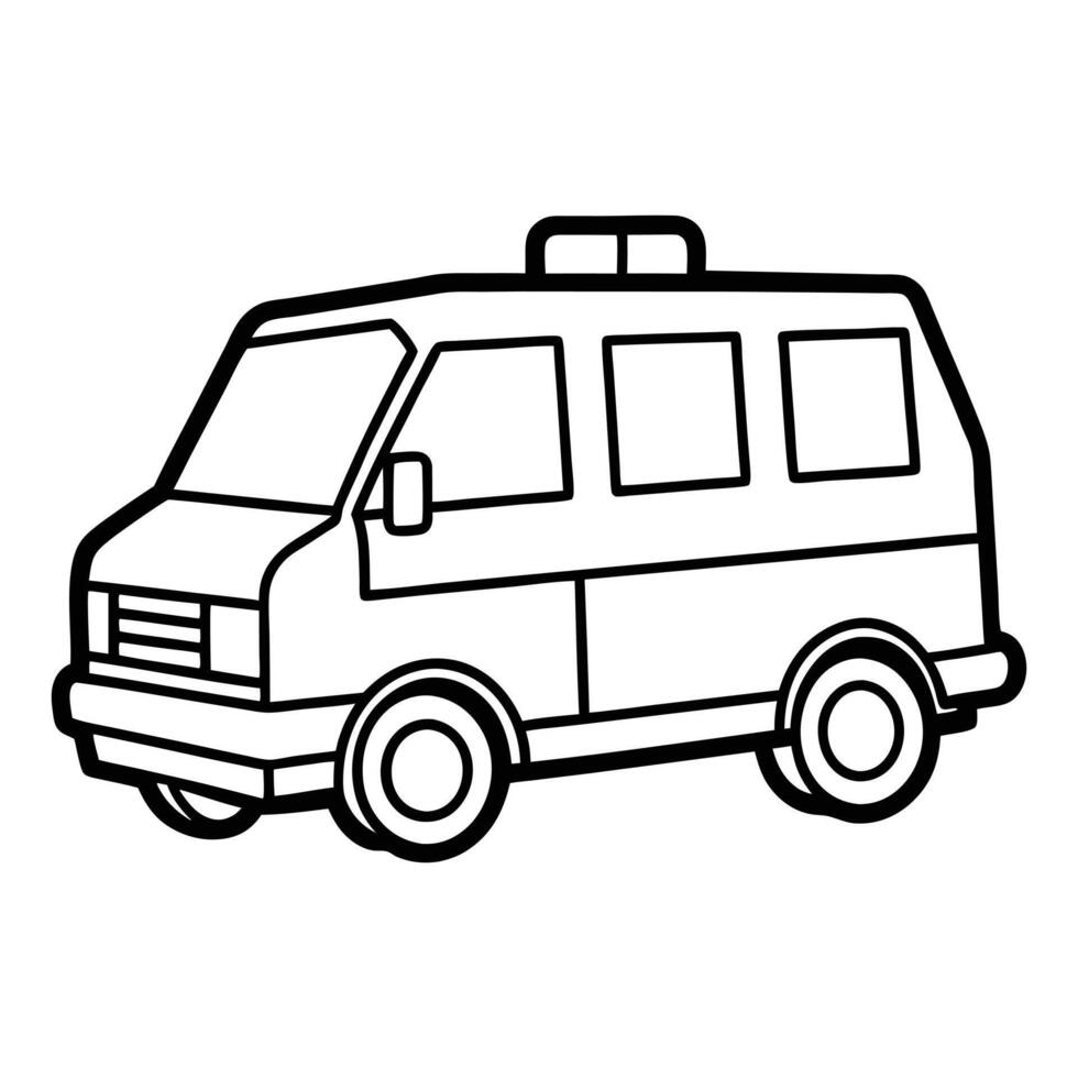 Camper van line art illustration for travel and RV lifestyle graphics vector
