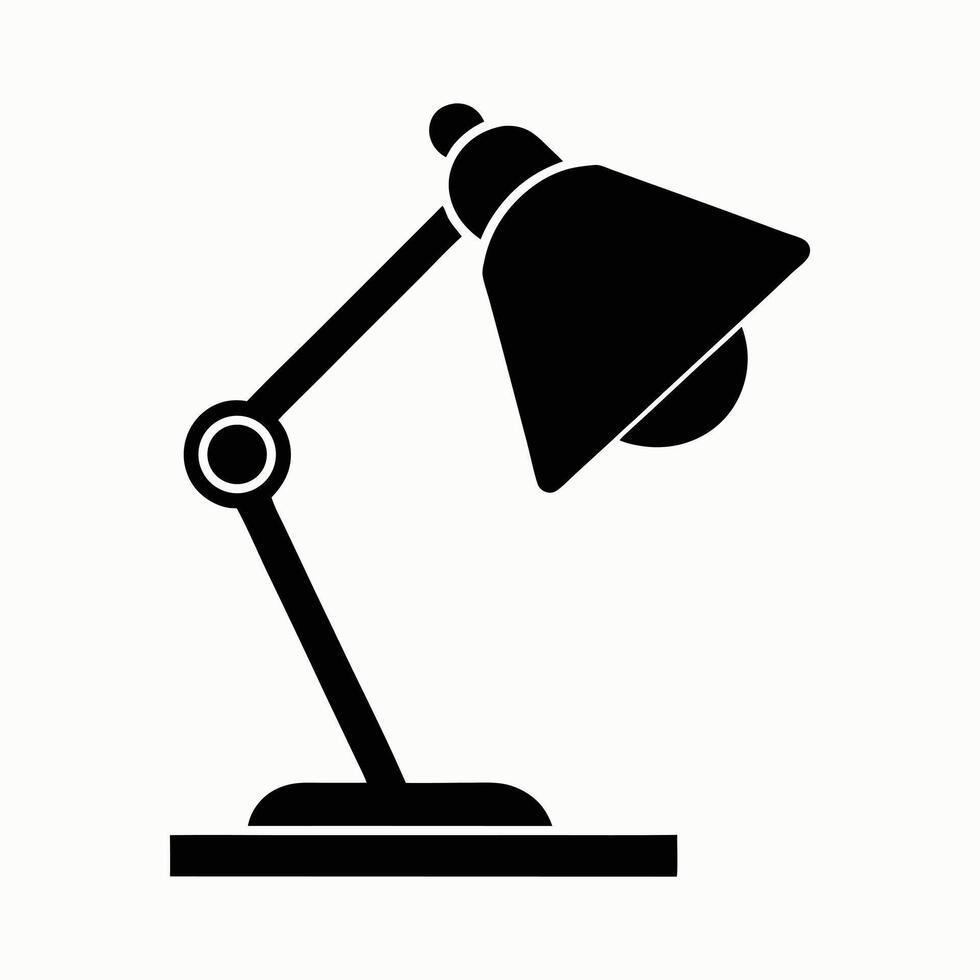 Desk lamp icon with bendable neck and light source vector