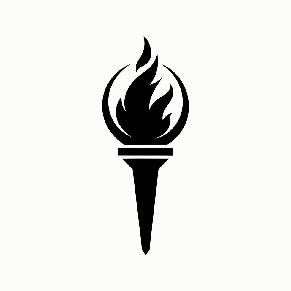 Classic flaming torch symbol with fire detail and bold shape vector