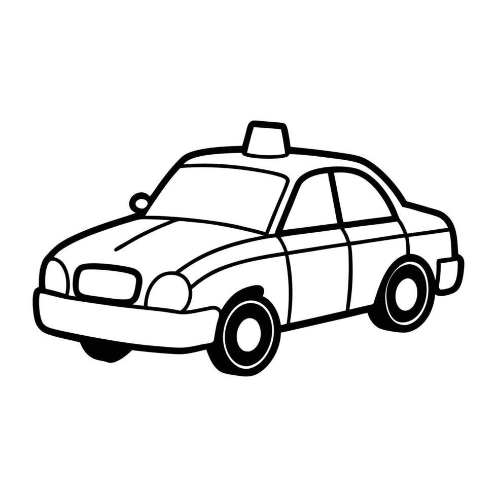 Outlined sedan car drawing for transportation and automotive designs vector