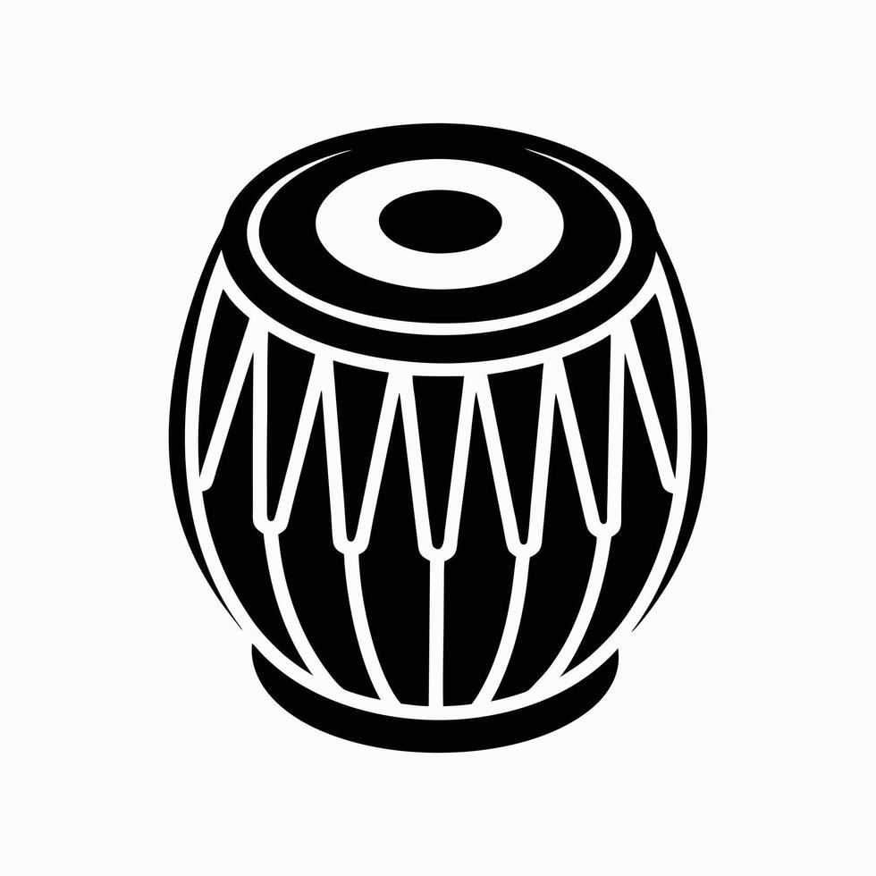 Hand drum musical instrument tabla icon in bold silhouette vector