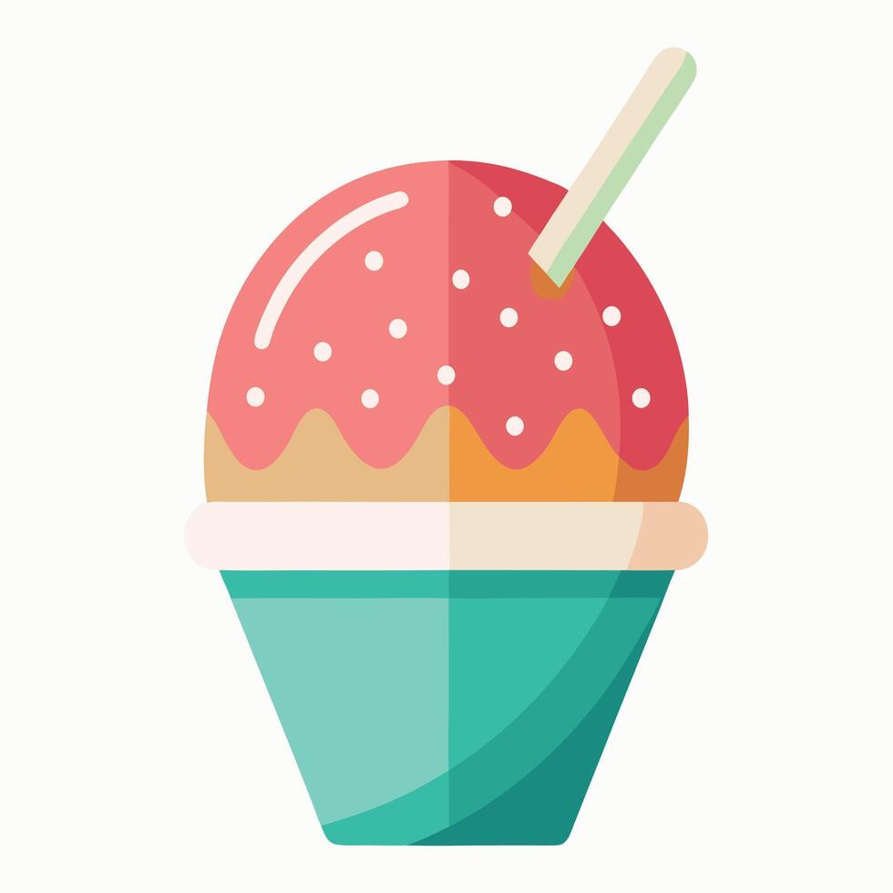 Ice cream cup with swirl topping and cherry vector