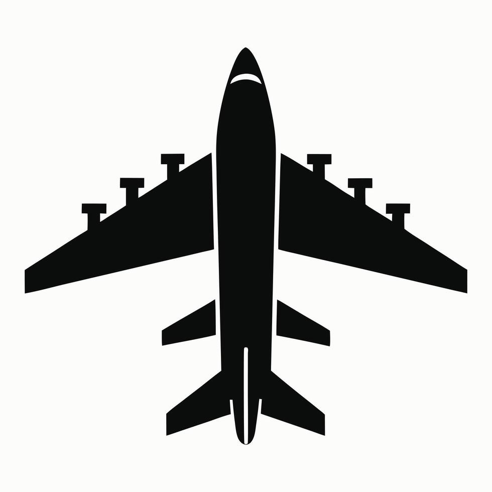 Jet airplane icon flying straight in side view vector