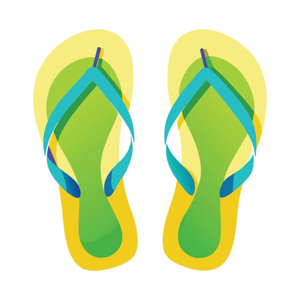 Colorful flip flops with yellow and blue stripes for summer beach wear vector