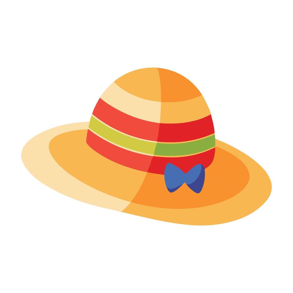 Stylish sun hat with red band, perfect for sunny beach days vector