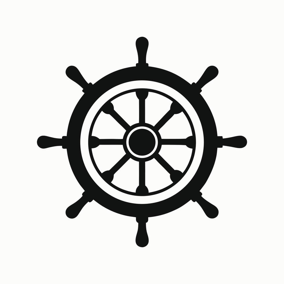 Ship wheel silhouette used for navigation and nautical designs vector