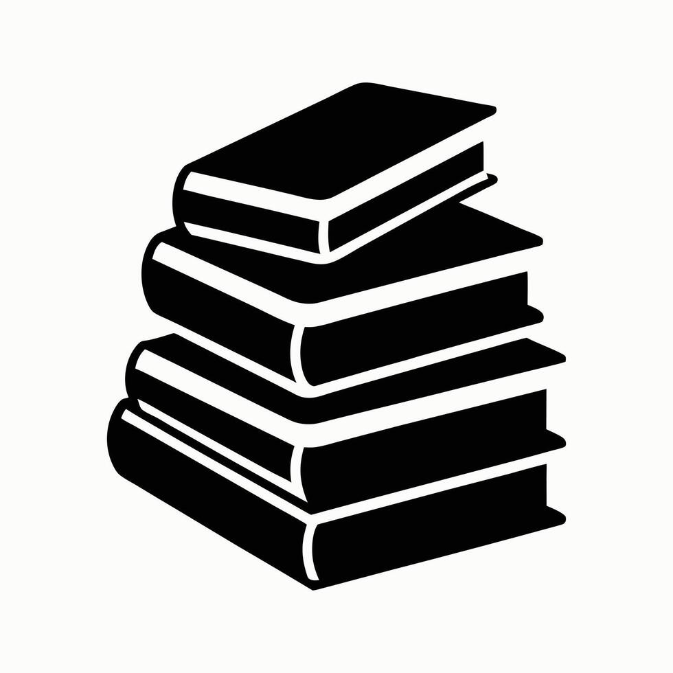 Stack of books icon in bold silhouette design vector
